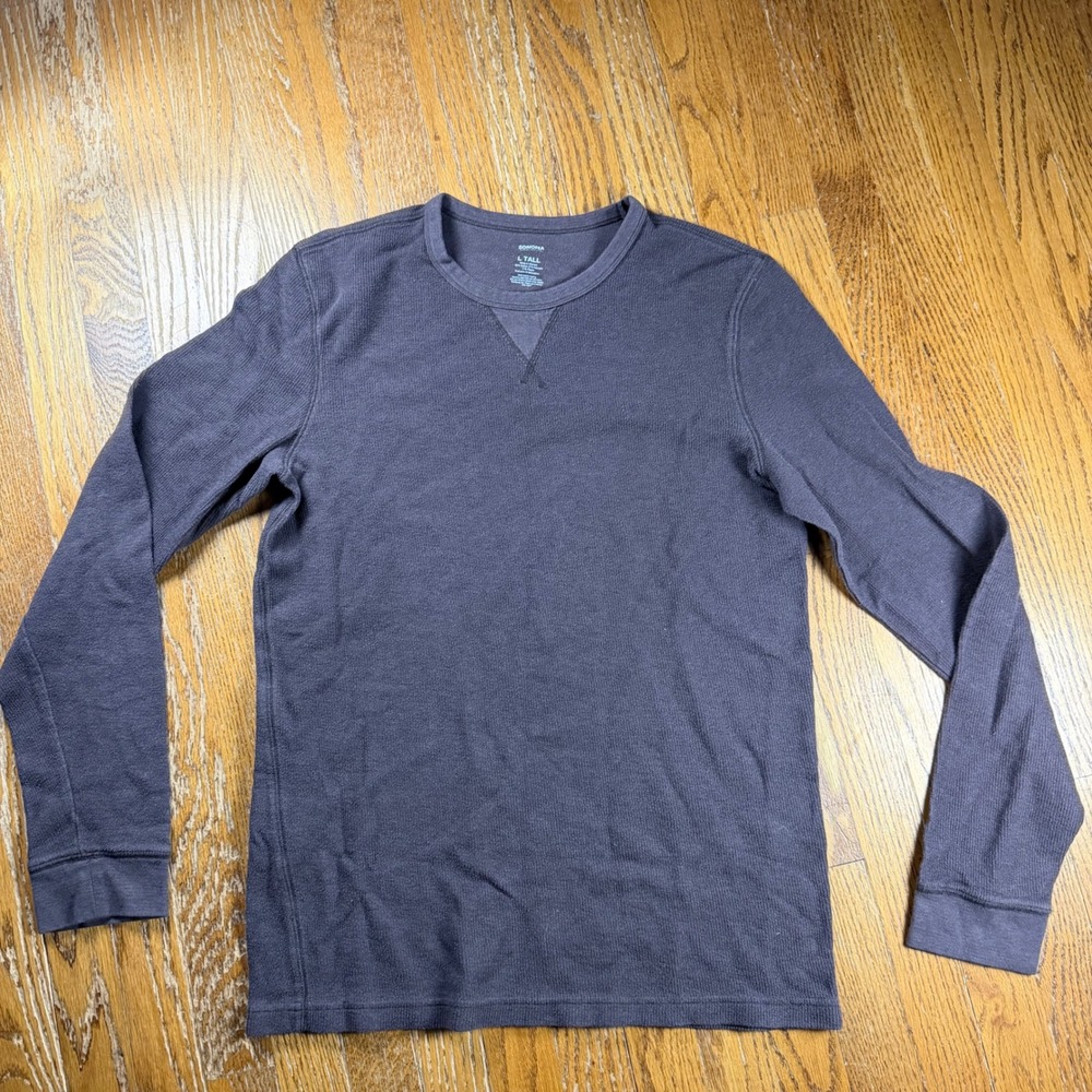 Sonoma Mens Waffle Knit Thermal Long Sleeve Shirt Dark Brown L Tall Y2K Hiking